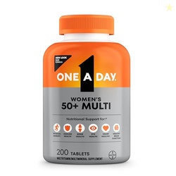 ONE A DAY MULTIVITAMIN FOR WOMEN 50 AND OVER TABLETS, WOMENS MULTIVITAMIN 50 PLUS WITH VITAMINS D, C, E, ZINC & BIOTIN, DAILY VITAMINS FOR WOMAN 50+, 200 CT (PACKAGING MAY VARY)