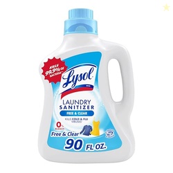 Lysol Laundry Sanitizer Additive, Free & Clear, Free from Fragrance and Dyes, 0% Bleach Laundry Sanitizer, Bacteria-causing Laundry Odor Eliminator, Unscented, 90 Fl Oz (Pack of 1) - Package May Vary