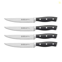 HENCKELS Forged Accent Razor-Sharp Steak Knife Set of 4, Black, German Engineered Knife Informed by over 100 Years of Mastery