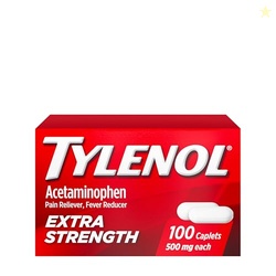 Tylenol Extra Strength Pain Relief Pills, Acetaminophen 500mg Caplets, Pain Reliever and Fever Reducer Medicine for Headache, Backache, Toothache & Minor Arthritis, 100 Count Bottle