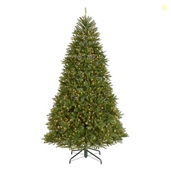 National Tree Company Pre-Lit Artificial Full Christmas Tree, Green, Dunhill Fir, White Lights, Includes Stand, 9 Feet