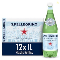 S.Pellegrino Sparkling Natural Mineral Water, 33.8 fl oz. Plastic Bottles (Pack of 12)