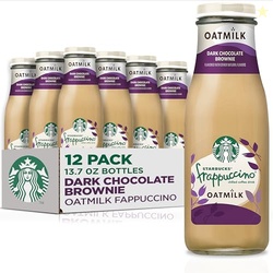 Starbucks Oatmilk Frappuccino, Coffee Drink, Dark Chocolate Brownie Oat Milk, 13.7 fl oz Bottles, Iced Coffee (Pack of 12)
