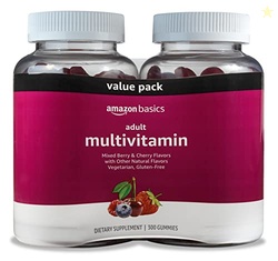 Amazon Basics Adult Multivitamin Gummies, Mixed Berry & Cherry, 150 Gummies, 75-Day Supply, Pack of 2 (Previously Solimo)