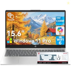 HP 15.6" Touchscreen Laptop for Business & Student 2025, Intel Core i3-1315U (Beat i5-1135G7), Copilot AI, Wi-Fi 6, Bluetooth 5.3, Win 11 Pro with Branded Laptop KB Kit(32GB Ram &1TB SSD)