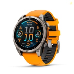 Garmin fnix 8  47 mm, AMOLED, Sapphire, Premium Multisport GPS Smartwatch, Long-Lasting Battery Life, Dive-Rated, Built-in LED Flashlight, Titanium with Spark Orange/Graphite Band