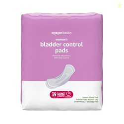 Amazon Basics Incontinence Pads for Women Long, Bladder Control, Postpartum, Maximum Absorbency, Unscented, 39 Count