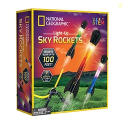 NATIONAL GEOGRAPHIC Air Rocket Toy  Ultimate LED Rocket Launcher for Kids, Jump and Launch The Light Up, Air Powered, Foam Tipped Rockets up to 100 Feet