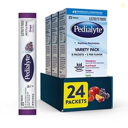 Pedialyte Electrolyte Powder, Hydration Drink for Kids & Adults, Variety Pack: Strawberry, Fruit Punch, Grape, and Apple, 24 Powder Packets