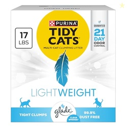 Purina Tidy Cats LightWeight With Glade Clear Springs Multi-Cat, Clumping, Low Dust, Scented Cat litter - 17 lb. Box