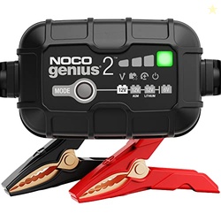 NOCO GENIUS2: 2A 6V/12V Smart Battery Charger  Automatic Maintainer, Trickle Charger & Desulfator with Overcharge Protection & Temperature Compensation  For Lead-Acid & Lithium Batteries