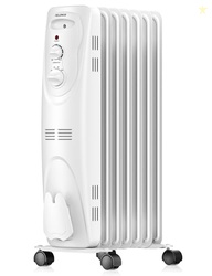 PELONIS RADIATOR HEATER FOR LARGE SPACE, ELECTRIC OIL FILLED RADIATOR, DUAL KNOBS, 1500W, QUIET SPACE HEATER, 3 MODES, TIP-OVER PROTECTION