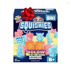 Elmer's Squishies, Kids DIY Activity Kit, Squishy Glow in the Dark Toys, Creates 2 Mystery Characters, 13 Piece Set - Slime Fun, Crafts, Holiday Gift for Ages 6+