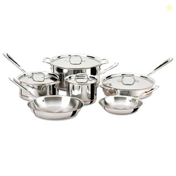 All-Clad Copper Core 5-Ply Stainless Steel Cookware Set 10 Piece Induction Oven Broiler Safe 600F Pots and Pans Silver