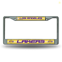 Rico Industries NBA Bling Chrome License Plate Frame with Glitter Accent, Los Angeles Lakers