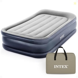INTEX 64131ED DURA-BEAM PLUS DELUXE PILLOW: FIBER-TECH  TWIN SIZE  BUILT-IN ELECTRIC PUMP  16.5IN BED HEIGHT  300LB WEIGHT CAPACITY