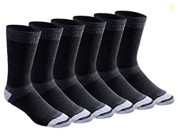 Dickies Men's Dri-Tech Moisture Control Max Full Cushion Crew Socks, Available in M-XL (6, 12 Pairs), Black (6 Pairs), Medium