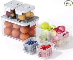 VACANE 3 PACK PRODUCE SAVER WITH REMOVABLE COLANDERS