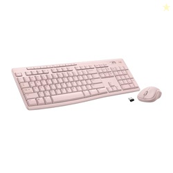 Logitech MK270 Wireless Keyboard and Mouse Combo for Windows, 2.4 GHz, 8 Multimedia Keys, PC, Laptop, Wireless Keyboard Compact Mouse Combo - Rose