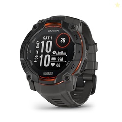 Garmin Instinct 3 50mm, Solar Charged Display, Rugged Outdoor GPS Smartwatch, Metal-Reinforced Bezel, Built-in Flashlight, Charcoal