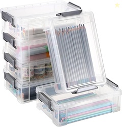 BTSKY 6 Pack Extra Large Capacity Plastic Pencil Box