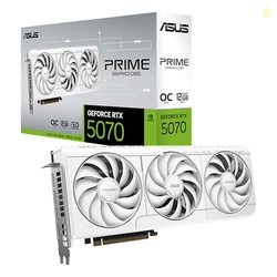 ASUS The SFF-Ready Prime GeForce RTX 5070 12GB GDDR7 White OC Edition Graphics Card (PCIe 5.0, 12GB GDDR7, HDMI/DP 2.1, 2.5-Slot, Axial-tech Fans, Dual BIOS)