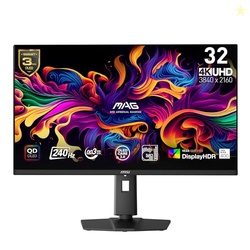 MSI MAG 321UPX QD-OLED, 32" 4K UHD Quantum Dot OLED Gaming Monitor, 3840 x 2160, 0.03ms, 240Hz, True Black HDR 400, 15W USB Type C, HDMI, DP Port