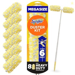 Swiffer Duster Kit with 6 ft Super Extendable Handle, Heavy Duty Starter Kit with 8 Refills