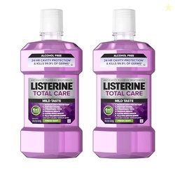 LISTERINE TOTAL CARE ALCOHOL-FREE ANTICAVITY MOUTHWASH, 6 BENEFIT FLUORIDE MOUTHWASH FOR BAD BREATH AND ENAMEL STRENGTH, FRESH MINT FLAVOR, TWIN CONVENIENCE PACK, 2 X 1 L