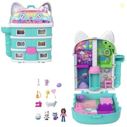 Polly Pocket x Gabbys Dollhouse Compact, Micro Dolls and Playset, 9 Themed Accessories, Pandy Paws, Cakey, & Mercat Pet Friends