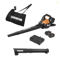 WORX WG583 40V Cordless Leaf Blower, 3 in 1 Blowers for Lawn Care with Vacuum & Mulcher, Electric Blower with Brushless Motor & 2 Speed Control, 2 Batteries & Charger Included