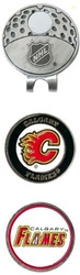 Team Golf NHL Calgary Flames Cap Clip With 2 Golf Ball Markers Golf Cap Clip with 2 Removable Double-Sided Enamel Magnetic Ball Markers, Attaches Easily to Hats