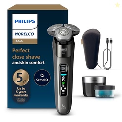 PHILIPS NORELCO SHAVER I9000, WET & DRY ELECTRIC SHAVER, DARK SLATE, SENSEIQ TECHNOLOGY, TRIPLE LIFT & CUT SYSTEM, 360 ROTATING DUAL STEELPRECISION PRECISION BLADES, QUICK CLEAN POD, X9002/82