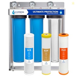 EXPRESS WATER WHOLE HOUSE WATER FILTER SYSTEM | ULTIMATE PROTECTION | 3 STAGE HOME FILTRATION, TOP TIER HEAVY METAL + ANTI-SCALE FILTER, HIGHLY REDUCES SCALE, CHLORAMINE, CHLORINE, PFAS, LEAD, ARSENIC
