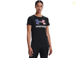 Under Armour Womens New Freedom Logo T-Shirt, Black (002)/White, X-Large