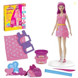 Play-Doh Barbie Hearts and Hair Set, Make Doll Clothes with Modeling Compound & 10 Fashion Accessories, Arts & Crafts for Girls & Boys, Kids, 5+