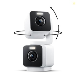 WYZE Duo Cam Pan Indoor/Outdoor IP65 2K 360 Pan/Tilt Smart Home Security Camera with Color Night Vision, Compatible with Alexa & Google Assistant, White