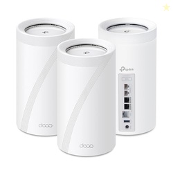 TP-Link Deco BE85 Tri-Band WiFi 7 BE22000 Whole Home Mesh System - 12-Stream 22 Gbps, 2X 10G + 2X 2.5G Ports, Wired Backhaul, 8X High-Gain Antennas, VPN, HomeShield, Free Expert Help (3-Pack)