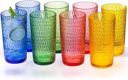 22OZ COLORFUL ACRYLIC GLASSES DRINKWARE (SET OF 8)