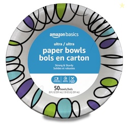 AMAZON BASICS ULTRA PAPER BOWLS, 20 OZ, DISPOSABLE, 50 COUNT, WHITE (1 PACK OF 50)