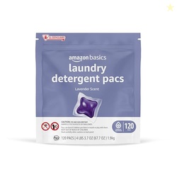 Amazon Basics Laundry Detergent Pacs, Lavender Scent, 120 Count (New Packaging)