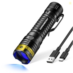 DARKBEAM UV Flashlight 365nm Blacklight LED Black Light, Mini but Powerful Woods Lamp Rechargeable Ultraviolet Flashlights USB -C, Pet Cat Urine Detector, for Uranium Glass, Rock, Resin Curing