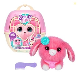 SCRUFFALUVS Pink Surprise Pet, Mystery Plush Toys, Stuffed Animals, Wash to Reveal 1 of 3 Rescue Pets: Puppy, Bunny, or Kitty - Includes 8.7" Deluxe Pet Carrier - Styles May Vary