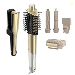 SHARK GLAM CERAMIC & POWERFUL AIR STYLING & DRYING SYSTEM, WITH SILKI STRAIGHTENER & SHARK GLOSSI AIR GLOSSER, FOR DRYING, CURLING, STRAIGHTENING & GLOSSING, GOLD, HD6051S (STRAIGHT & WAVY HAIR)