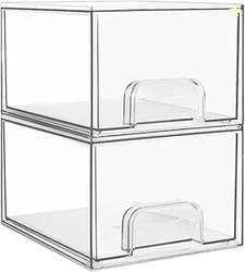 VTOPMART 2 PACK SMALL CLEAR STACKABLE STORAGE DRAWERS