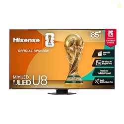 HISENSE 85" CLASS U8 MINI-LED ULED 4K UHD GOOGLE SMART TV (85U8QG, 2025 MODEL) - QLED, NATIVE 165HZ, VRR 288, UP TO LD5600, 5000 NITS, HDR10+, DOLBY VISION IQ  ATMOS, IMAX ENHANCED, 4.1.2 CH AUDIO