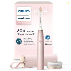 Philips Sonicare DiamondClean 9900 Prestige Electric Toothbrush - with SenseIQ Technology and Advanced AI App, 5 Brushing Modes, 3 Intensity Levels, Charging Travel Case, Pink, Model HX9990/13