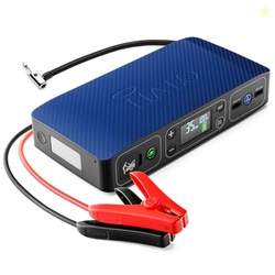 HALO Bolt Air 58830 Portable Car Battery Jump Starter | 100 PSI Air Compressor, 58.8Wh USB Power Bank, Emergency Floodlight & Charger, Jumps Cars SUVs & Trucks, Inflates Tires, TSA Approved  Blue