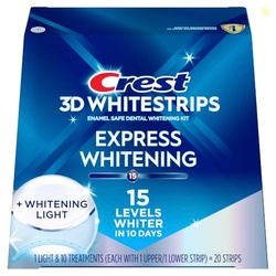 CREST 3D WHITESTRIPS EXPRESS WHITENING + LED LIGHT  TEETH WHITENING KIT, 1 LIGHT + 10 TREATMENTS, EACH WITH 1 UPPER/1LOWER, 20 STRIPS  CREST 3DWHITE TEETH WHITENING STRIPS