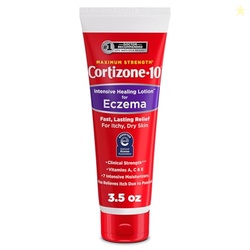CORTIZONE-10 MAXIMUM STRENGTH INTENSIVE HEALING ITCH RELIEF LOTION FOR ECZEMA, 1% HYDROCORTISONE, FAST-ACTING, ANTI-ITCH CREAM FOR MINOR SKIN IRRITATIONS, RASHES AND INFLAMMATION DUE TO ECZEMA, 3.5 OZ